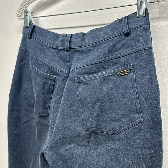 St John Sport Pants Straight Leg Stretch Pockets Denim Chambray Navy Blue Size 6 - Picture 5 of 8